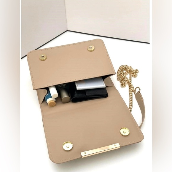 New!Brown VEGAN LEATHER CHEVRON GRID CROSSBODY SHOULDER FLAP BAG - Picture 3 of 6